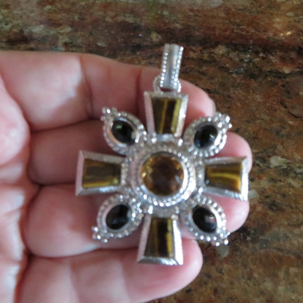 COPY - Judith Ripka SS Tiger's Eye/Citrine/Onyx E…